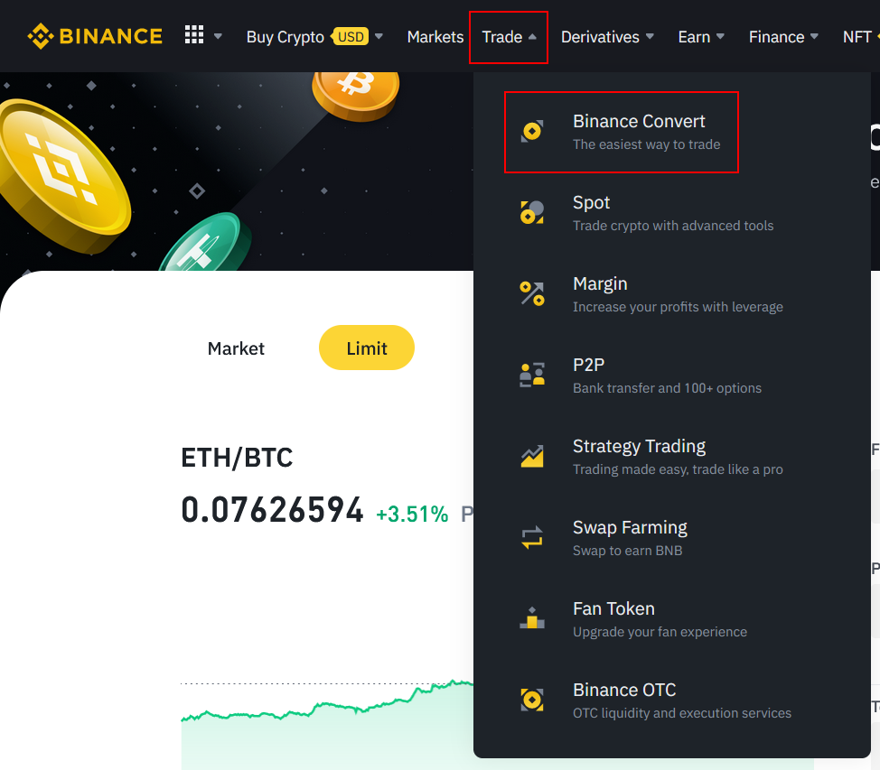 tuto pour accéder à Binance Convert