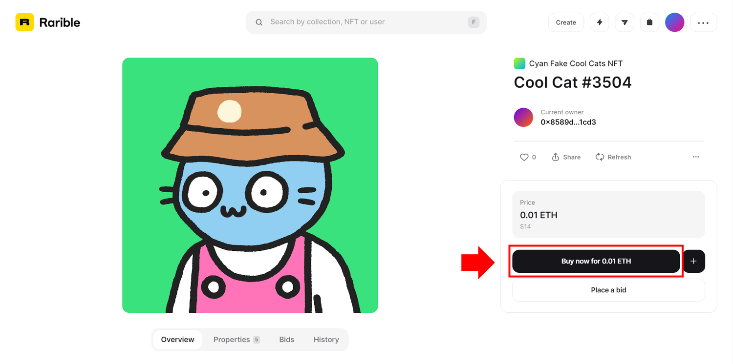 Copie d'un NFT de la collection Cool Cats (testnet Rinkeby)