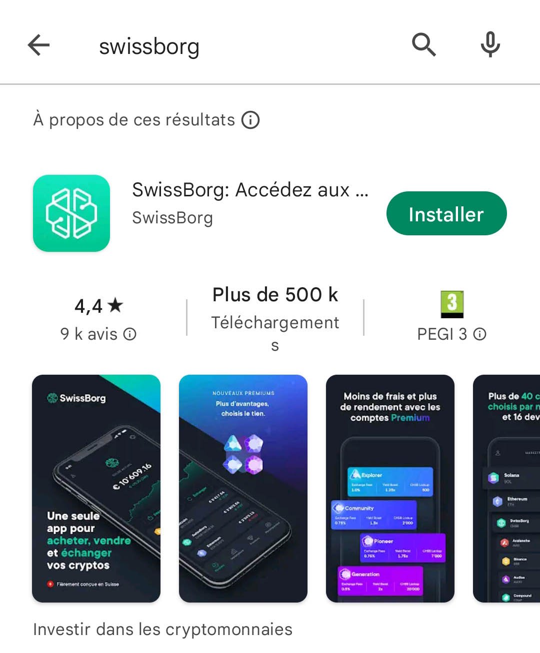 SwissBorg sur le Play store